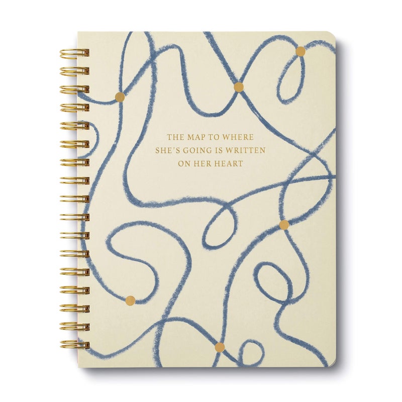 Compendium Spiral Notebook - The map to where sheâ€™s going is written on her heart. â€” A Designer Spiral Notebook with 192 Lined Pages, College Ruled, 7.0â€W x 9.25â€H - Image 1